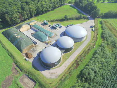 Luftbild einer im Projekt REzAB untersuchten Bestandsbiogasanlage